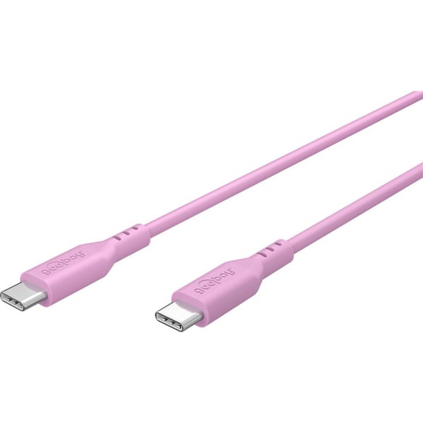 goobay USB 2.0 Silikonkabel pink, USB-C Stecker > USB-C Stecker - goobay - vue 4