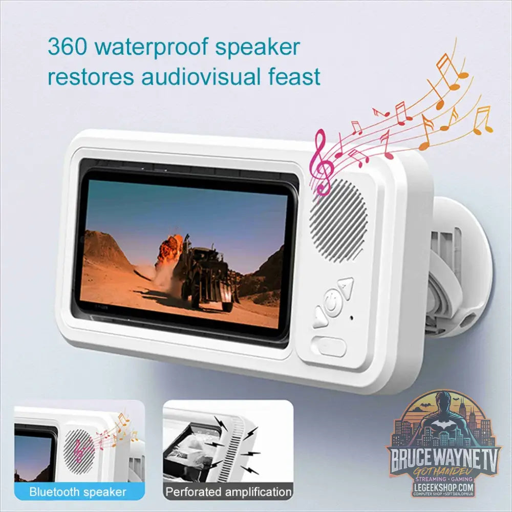 Haut-parleur Bluetooth Douche IPX4 avec Support Téléphone – Z07 - White - Haut-parleur Bluetooth