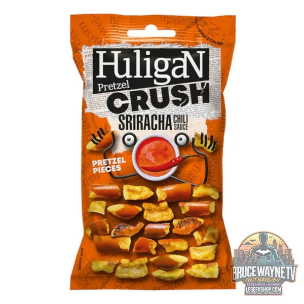 Huligan Pretzel Crush Chili Sriracha Sauce bretzels épicés à la sauce sriracha de 65 g (Pack de 18) - Snacks & boissons