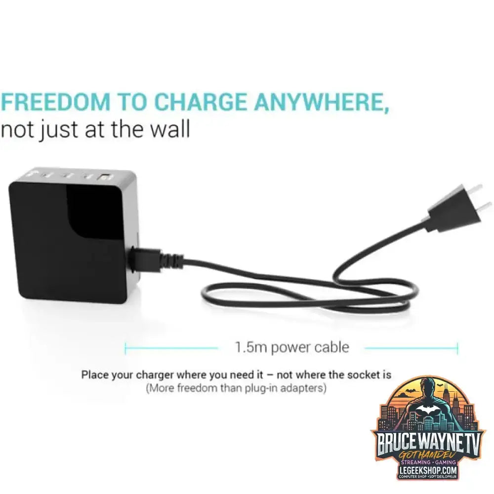 i-tec 140W Intelligent Multiport USB Charger, Ladegerät schwarz - Stromquelle: Steckdose - vue 7