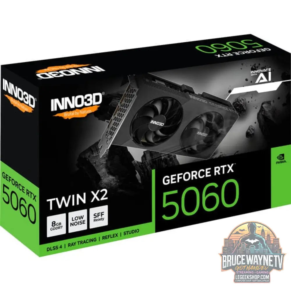 INNO3D GeForce RTX 5060 TWIN X2 8GB, Grafikkarte DLSS 4, 3x DisplayPort, 1x HDMI 2.1 - INNO3D - vue 3