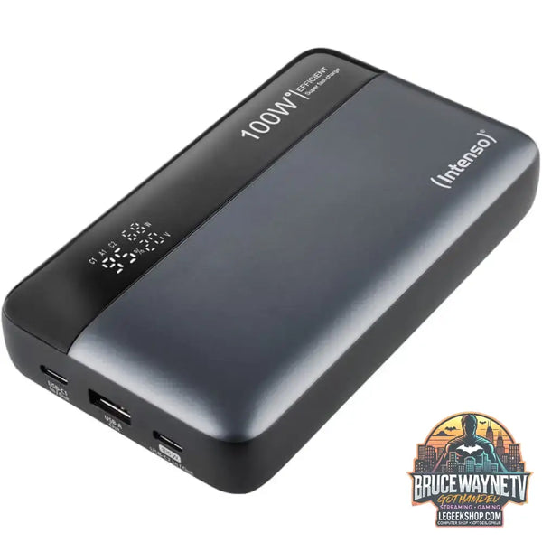 Intenso Powerbank HE20000 grau/schwarz, 20.000 mAh, PD 3.1, Quick Charge 3.0 - Stromquelle: Steckdose, USB-A, USB-C