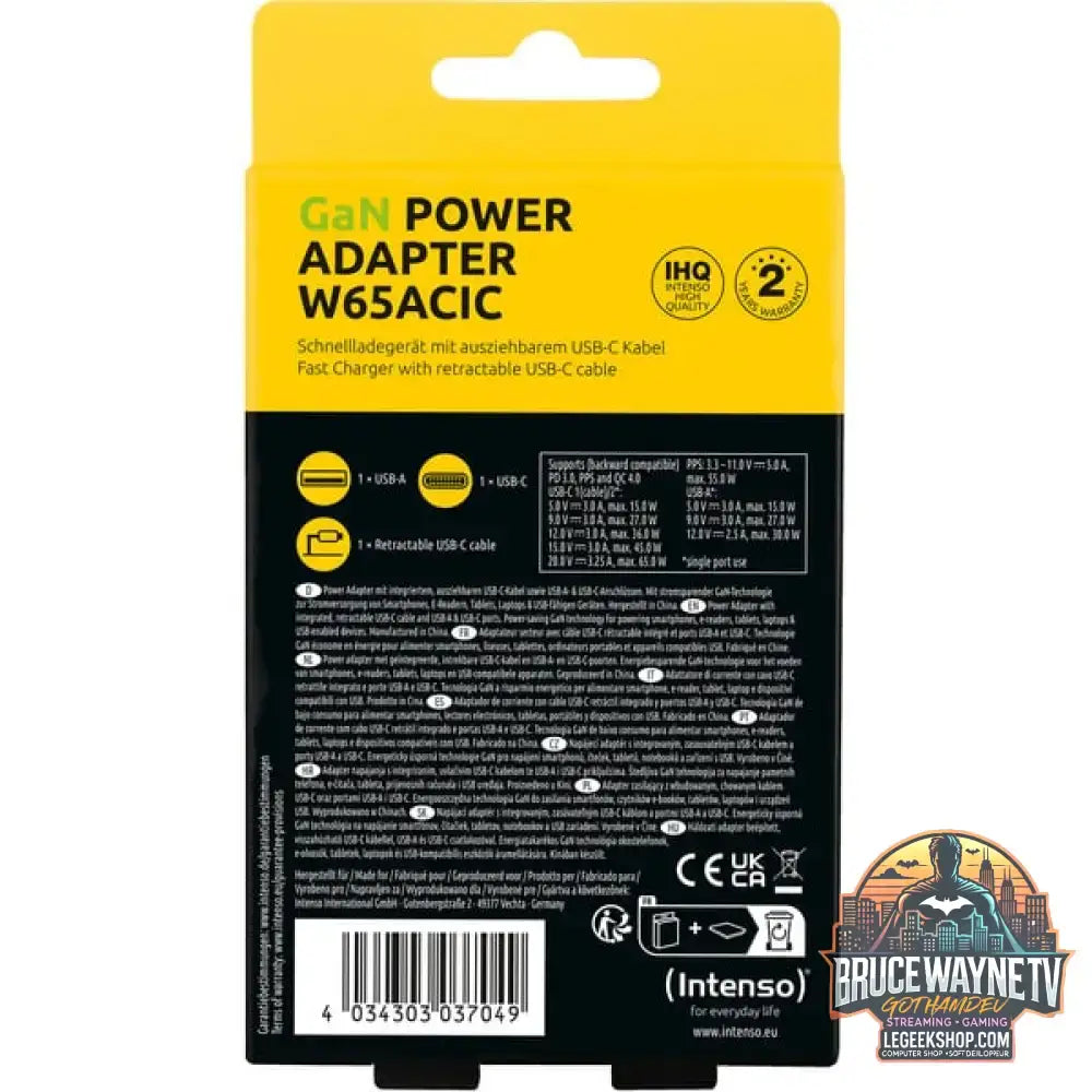 Intenso Power Adapter W65ACIC GaN, Ladegerät weiß, 65W - Intenso - vue 19