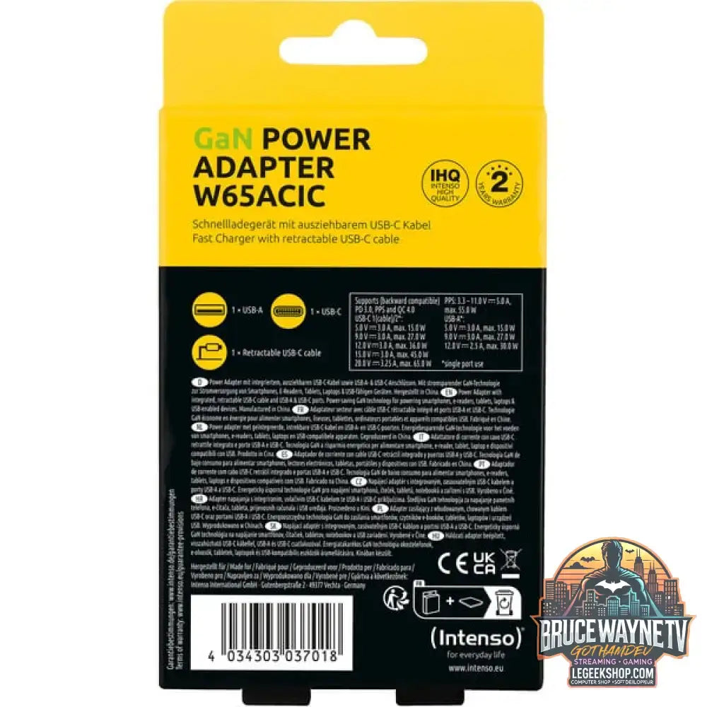 Intenso Power Adapter W65ACIC GaN, Ladegerät schwarz, 65W - Intenso - vue 19