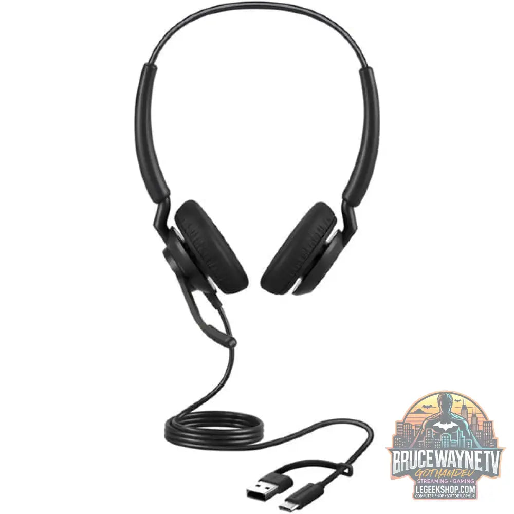 Jabra Engage 40, Headset noir, Microsoft Teams Version, Inline Link, USB-C et USB-A, Stereo - Jabra - vue 3