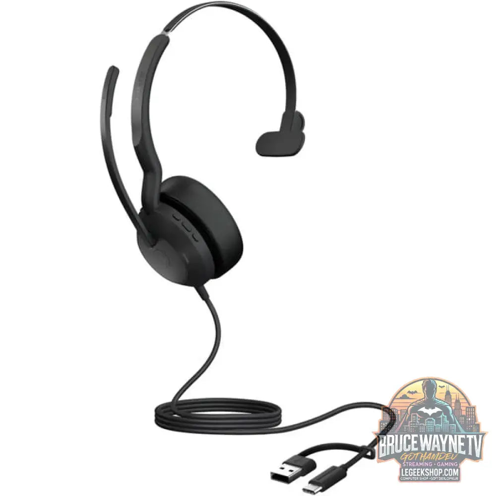 Jabra Evolve2 50, Headset noir, Microsoft Teams Version, Bluetooth 5.2, USB-C et USB-A, Mono - Jabra - vue 3