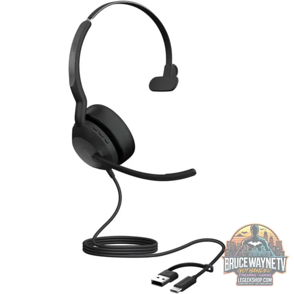 Jabra Evolve2 50, Headset noir, Microsoft Teams Version, Bluetooth 5.2, USB-C et USB-A, Mono - Jabra - vue 2