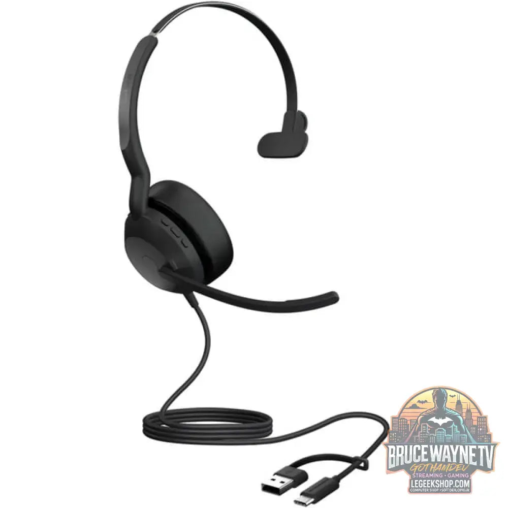 Jabra Evolve2 50, Headset noir, UC, Bluetooth 5.2, USB-C et USB-A, Mono - Jabra - vue 2