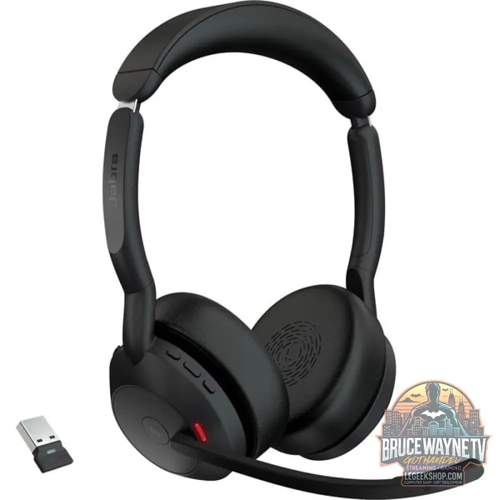 Jabra Evolve2 55, avec station de charge, Headset noir, Stereo, Microsoft Teams, USB-A, Link380a - Jabra - vue 2