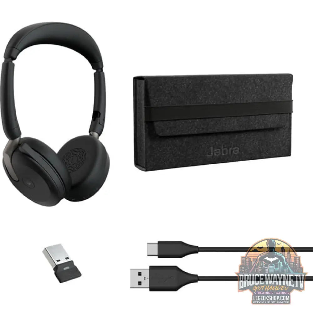 Jabra Evolve2 65 Flex Duo, Headset noir, Stereo, Microsoft Teams, USB-A, Link380a - Jabra - vue 5