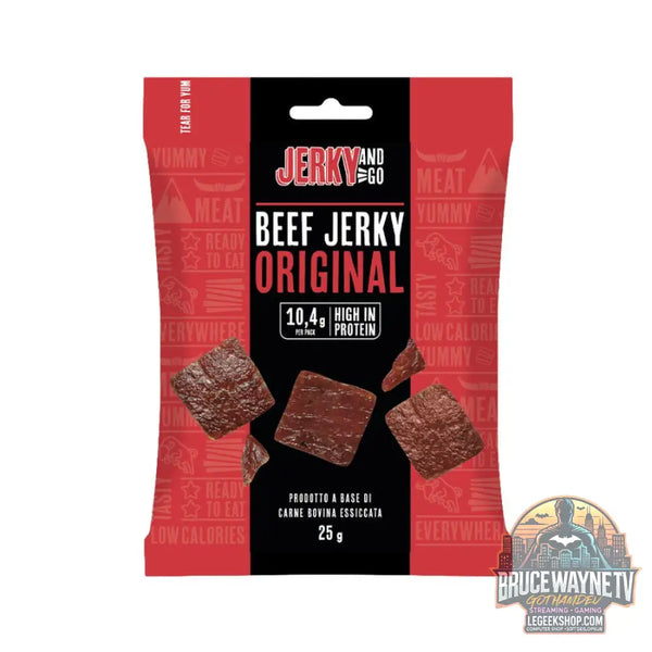 Jerky And Go Beef Jerky Original snack de viande de bœuf séchée et fumée de 25g (Paquet de 10) - Snacks & boissons