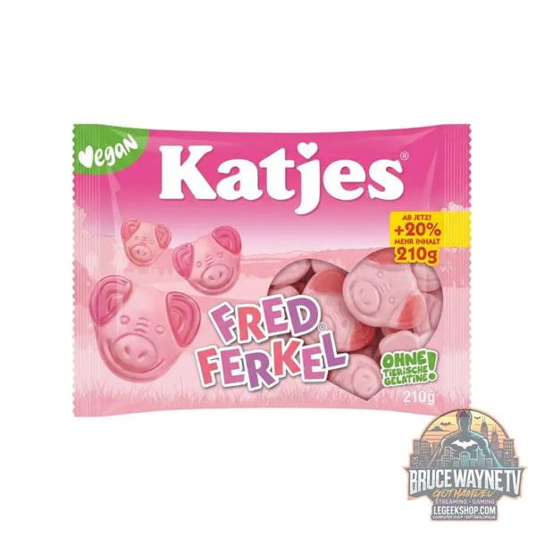 Katjes Fred Ferkel bonbons gélifiés saveur fraise et framboise de 210 g (Pack de 16) - Snacks & boissons importés