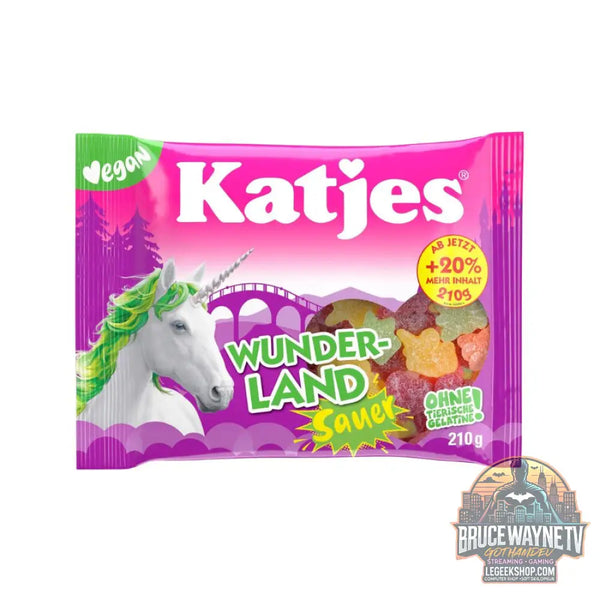 Katjes Wunder-land Sauer bonbons gélifiés acidulés au goût de fruits de 210 g (Pack de 18) - Snacks & boissons importés