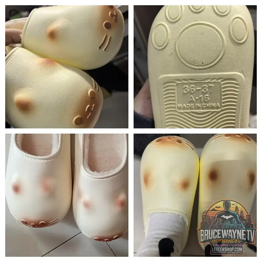 Kawaii kitty pantoufles de créateur femmes bas chat patte chaussures hiver chaud imperméable mules sabots femme chaton