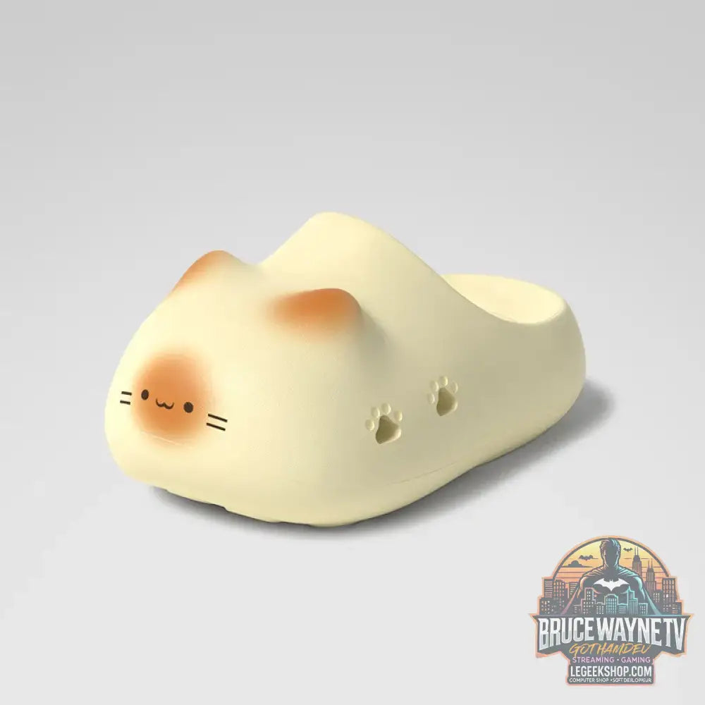 Kawaii kitty pantoufles de créateur femmes bas chat patte chaussures hiver chaud imperméable mules sabots femme chaton