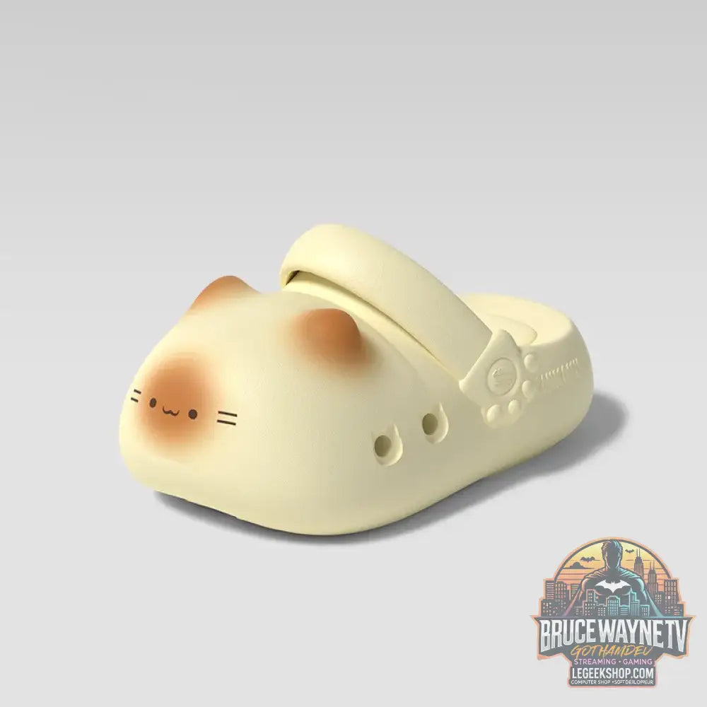 Kawaii kitty pantoufles de créateur femmes bas chat patte chaussures hiver chaud imperméable mules sabots femme chaton