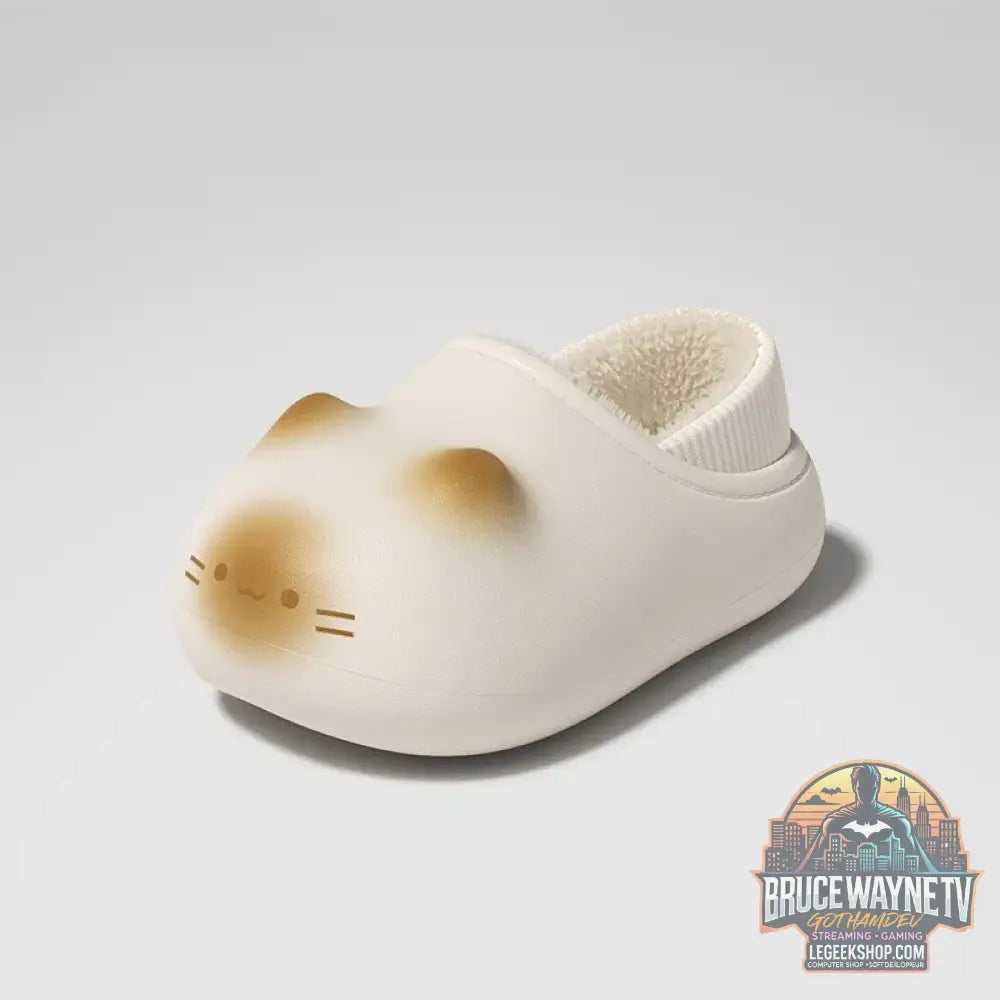 Kawaii kitty pantoufles de créateur femmes bas chat patte chaussures hiver chaud imperméable mules sabots femme chaton