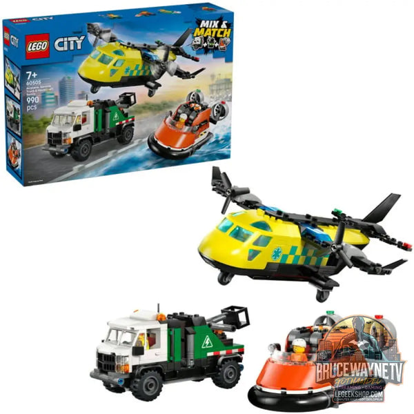LEGO 60505 City Kombinationsset avec Flugzeug, Wartungsfahrzeug et Luftkissenboot, jeu de construction - LEGO