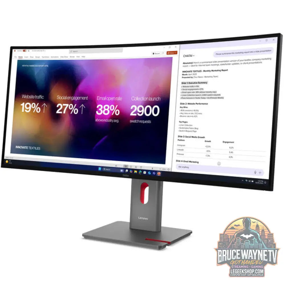 Lenovo ThinkVision P40WD-40 39,7" 5120 × 2160 px IPS 120 Hz - Lenovo - vue 3