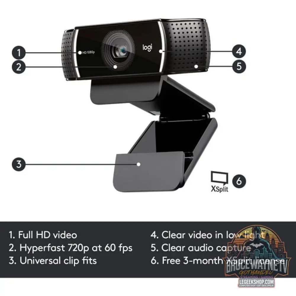 Logitech C922 Pro Stream, webcam - Logitech - vue 6