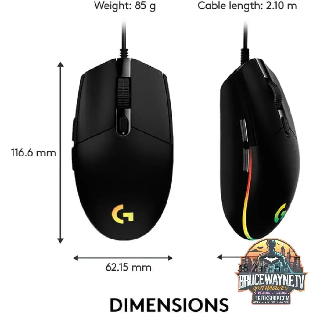Logitech G203 LIGHTSYNC, souris gaming - vue 8