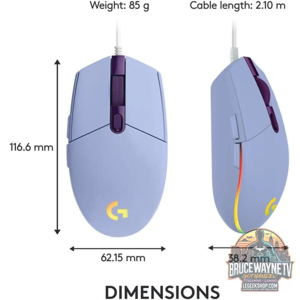 Logitech G203 LIGHTSYNC, souris gaming - vue 8