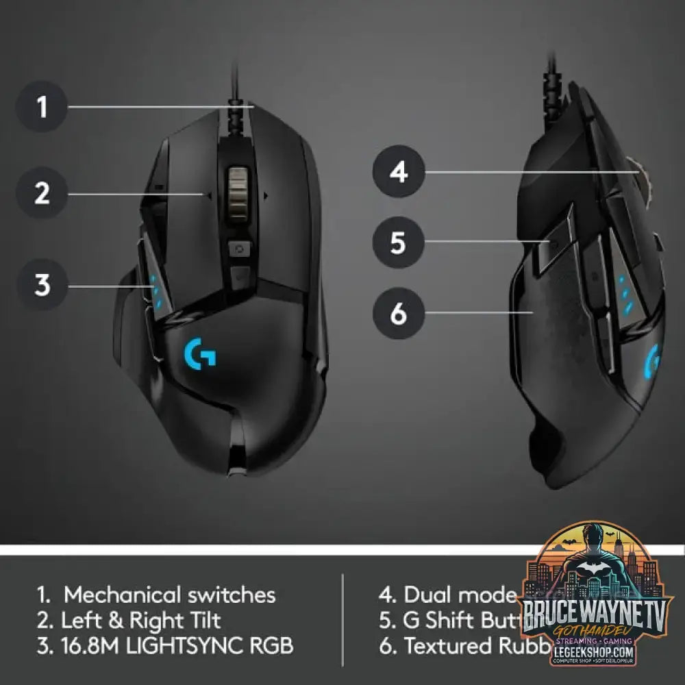 Logitech G502 HERO, souris gaming - vue 6