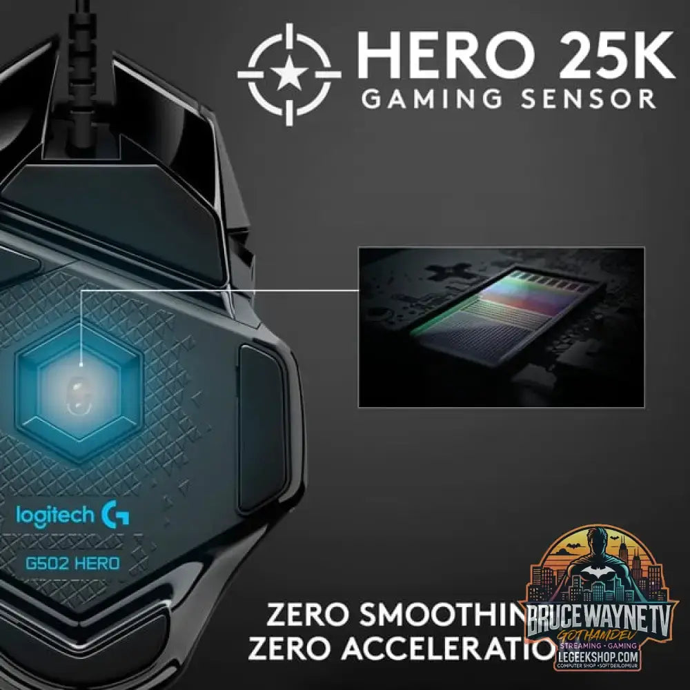 Logitech G502 HERO, souris gaming - vue 3