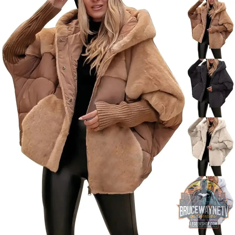 🧥 Manteau Femme Coton Fausse Fourrure Capuche Loose 🧥 - Manteau Femme