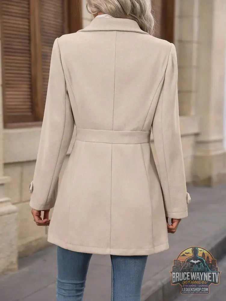 🧥 Manteau Femme Laine Col Revers Élégant Mi-Long 🧥 - Manteau Femme