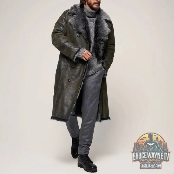 Manteau Long Fausse Fourrure Homme Double Boutonnage - Manteau Long Homme