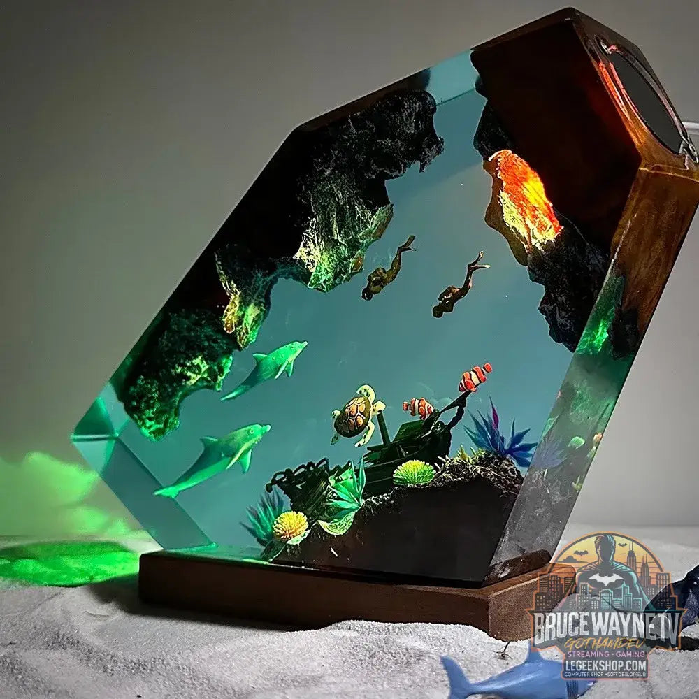 Micro-paysage marin de guérison artisanat en résine ornements lumineux décorations de bureau baleine créative cadeaux