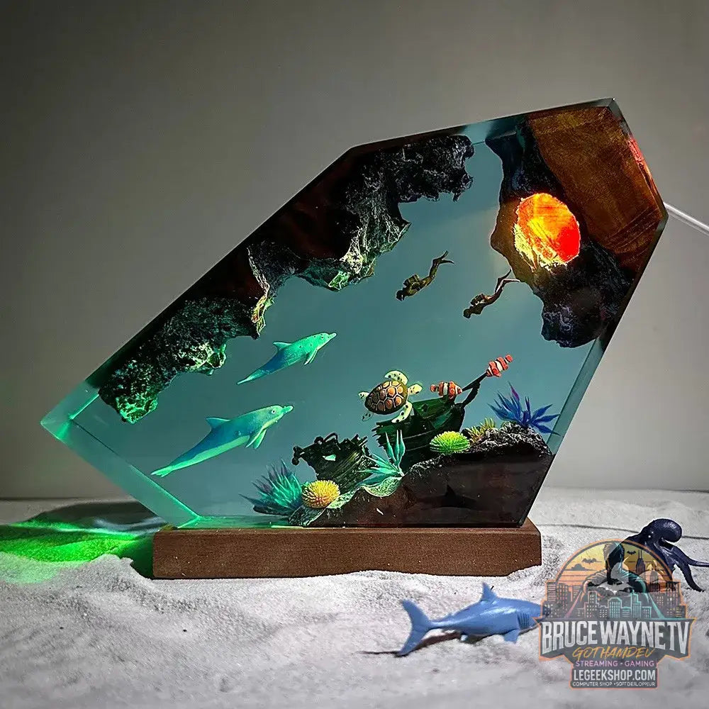 Micro-paysage marin de guérison artisanat en résine ornements lumineux décorations de bureau baleine créative cadeaux