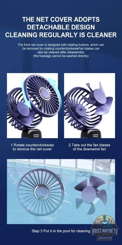 Mini ventilateur de cou portable avec support de téléphone et écran d’affichage aste par USB Gér5 Speed 1800mAh