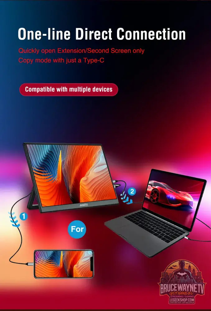 Moniteur Portable 14 pouces ANMITE - Tactile 1920x1200 100% sRGB HDR10 - Moniteur Portable