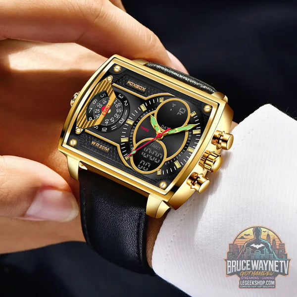 Montre Quartz Électronique Double Affichage Carrée Multifonction - Montre