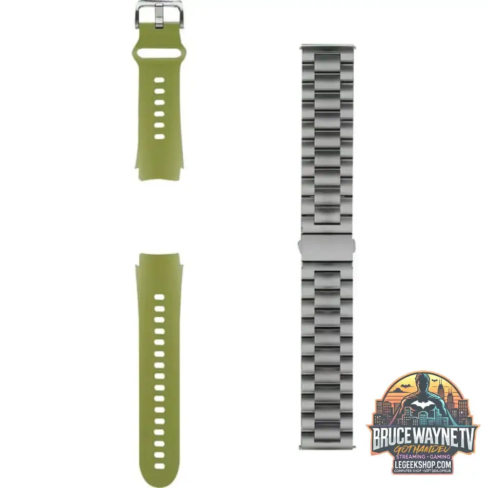 Motorola moto watch, Smartwatch silber, mit silbernem Edelstahl-Armband und grünem Silikon-Armband - Motorola - vue 5