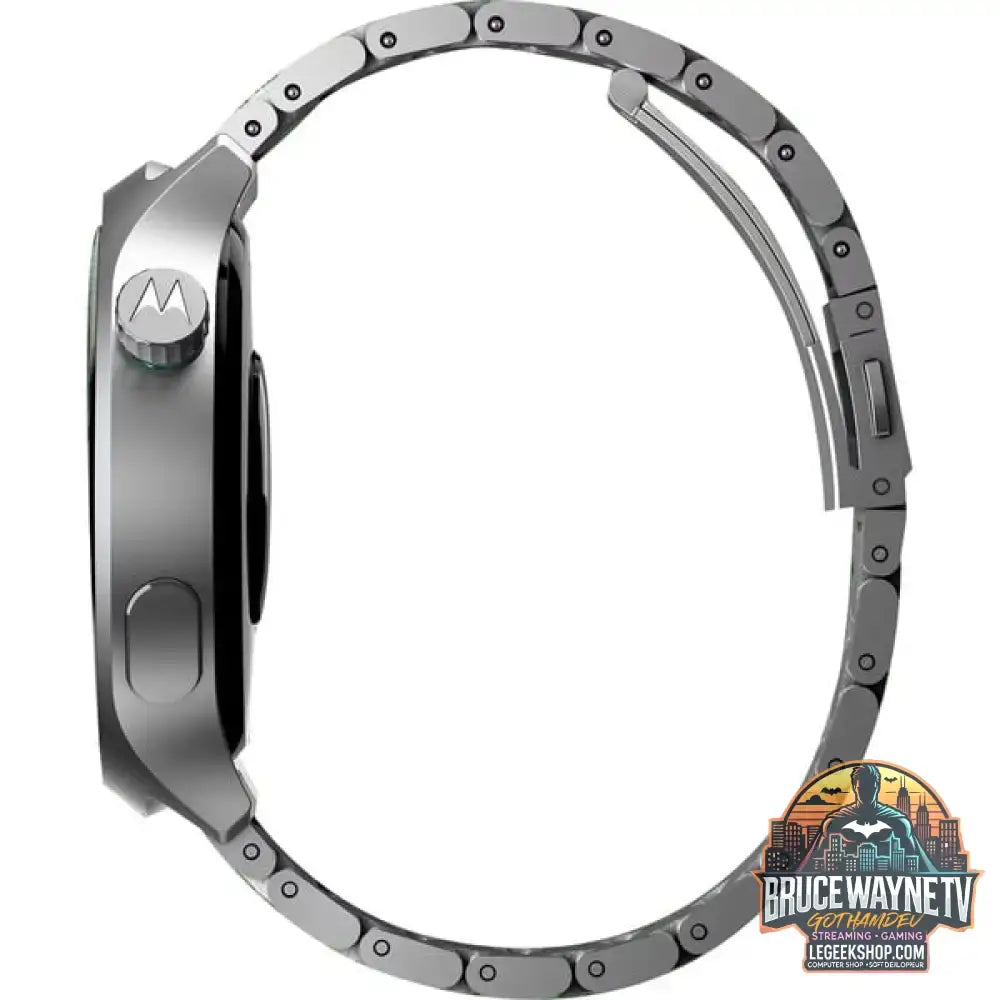 Motorola moto watch, Smartwatch silber, mit silbernem Edelstahl-Armband und grünem Silikon-Armband - Motorola - vue 3