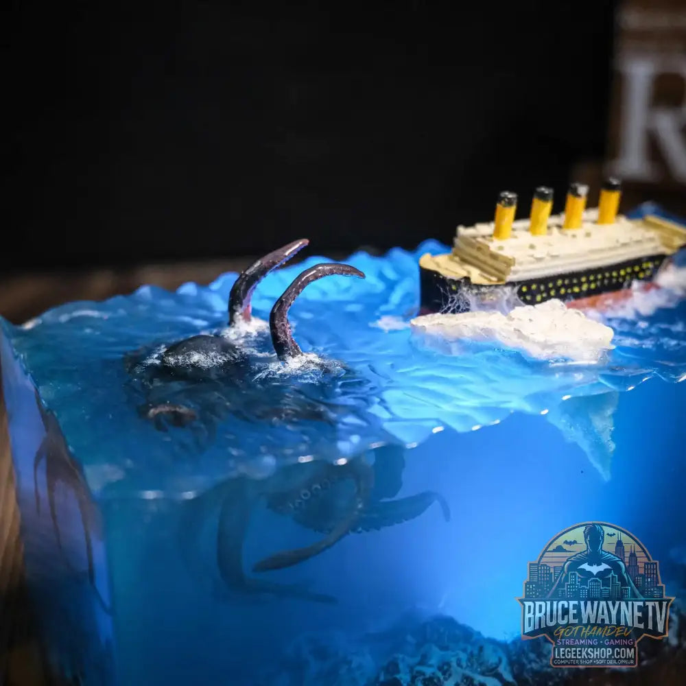 Nouveau monde sous-marin Micro-scènes monstres marins poulpes géantes résine en bois ornements lumineux décoration