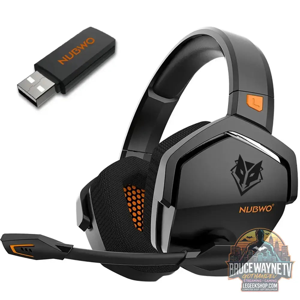 NUBWO G06 Double Casque Gaming Sans Fil 2.4GHz/BT 5. - Orange - Casque Gaming