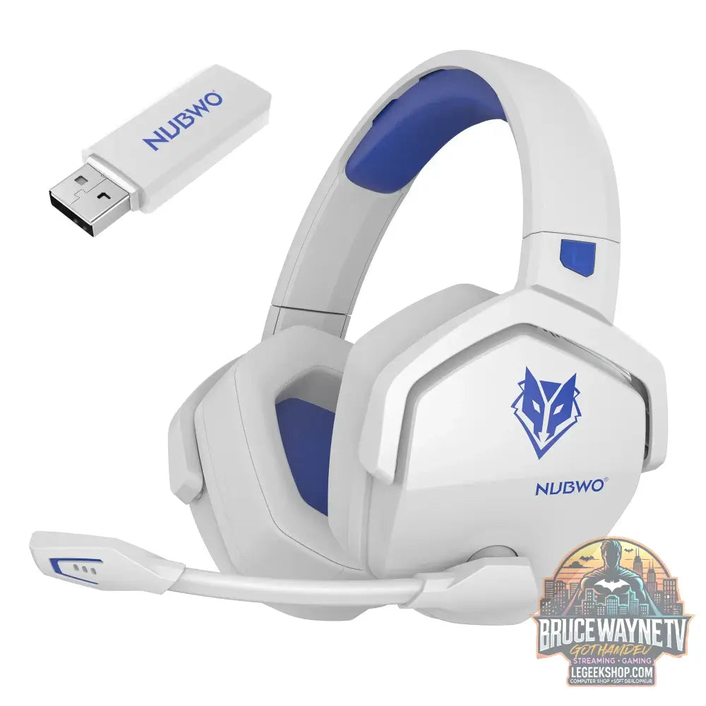 NUBWO G06 Double Casque Gaming Sans Fil 2.4GHz/BT 5. - WhiteBlue - Casque Gaming
