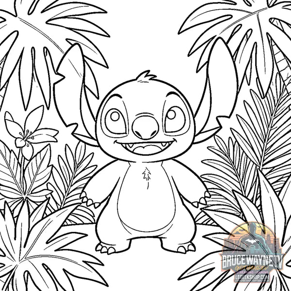 Page coloriage Stitch palmier — Page coloriage, photo principale LeGeekShop