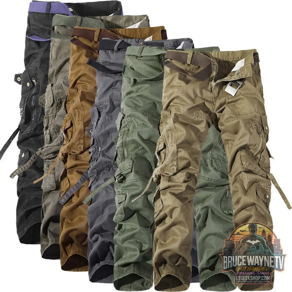 👖 Pantalon Cargo Homme Multi-Poches Coton Lavé Style Militaire 👖 - Pantalon Cargo Homme