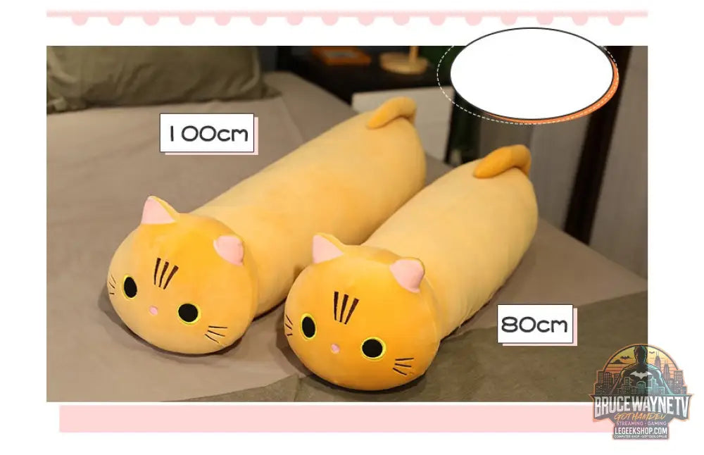 Peluche Chat Géante Coussin Oreiller Long Doux Décoration - Peluche