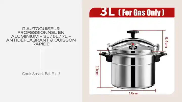 🍲 Autocuiseur professionnel en aluminium &ndash; 3L / 5L / 7L &ndash; Antid&eacute;flagrant &amp; cuisson rapide by@Outfy