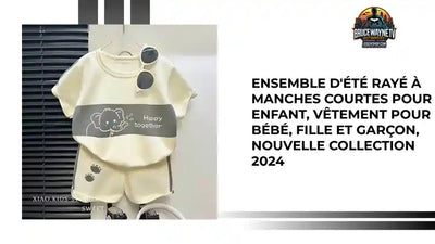 Ensemble d'&eacute;t&eacute; ray&eacute; &agrave; manches courtes pour enfant, v&ecirc;tement pour b&eacute;b&eacute;, fille et gar&ccedil;on, nouvelle collection 2024 by@Outfy