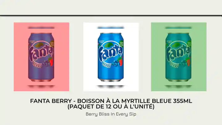 Fanta Berry - Boisson &agrave; la Myrtille Bleue 355ml (Paquet de 12 ou &agrave; l'Unit&eacute;) by@Outfy