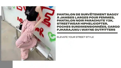 Pantalon de surv&ecirc;tement baggy &agrave; jambes larges pour femmes, pantalon noir parachute Y2K, Streetwear Hiphelicopter, poches surdimensionn&eacute;es, Cargo FjHarajuku | Wayne Outfitters by@Outfy