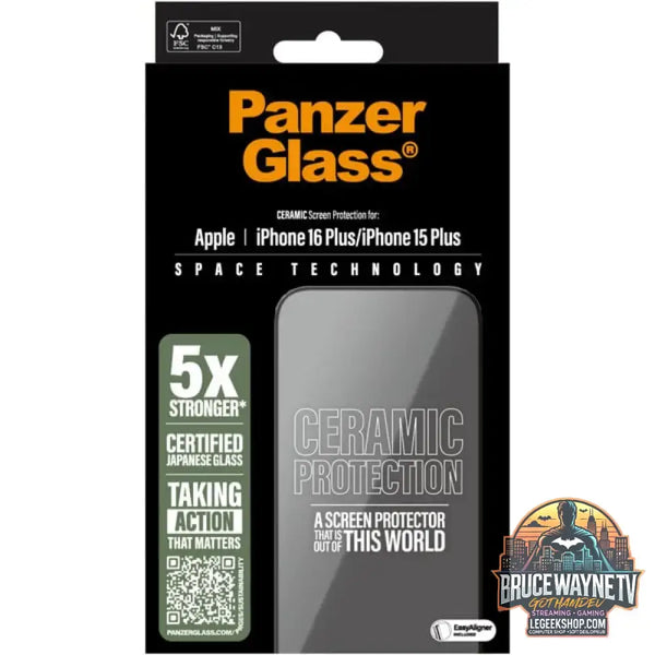 PanzerGlass Ceramic Displayschutz Ultra-Wide Fit, Schutzfolie transparent, iPhone 16 Plus, EasyAligner - Beschaffenheit: Glänzend