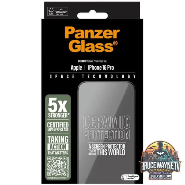 PanzerGlass Ceramic Displayschutz Ultra-Wide Fit, Schutzfolie transparent, iPhone 16 Pro, EasyAligner - Beschaffenheit: Glänzend